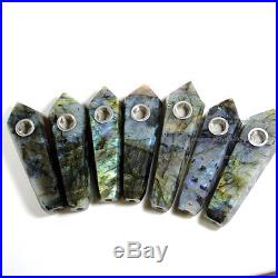 1000Pcs Natural Labradorite Gemstone Crystal Wand Smoking Pipes reiki healing