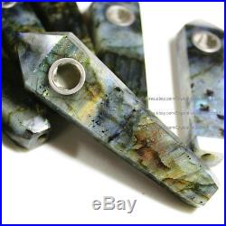 1000Pcs Natural Labradorite Gemstone Crystal Wand Smoking Pipes reiki healing
