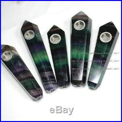 1000Pcs Natural Purple/Green Fluorite Crystal Wand Smoking Pipes reiki healing