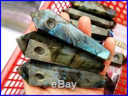 100Pcs 4Natural Labradorite Gemstone Crystal Wand Smoking Pipes reiki healing