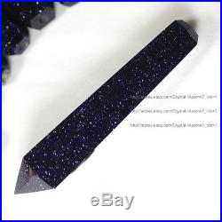 100Pcs Blue Goldsand Quartz Crystal Wand Smoking Pipes reiki healing