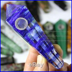 100Pcs Blue Smelt Quartz Crystal Wand Smoking Pipes reiki healing