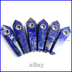 100Pcs Natural Lapis Lazuli Gem Crystal Wand Smoking Pipes reiki healing