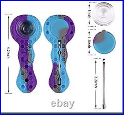 100 PC 4.3 SILICONE SMOKING PIPE With GLASS BOWL, STASH BOX AND TOOL, US SELLER