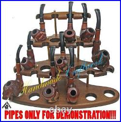 100% Pear Wooden Stand Rack Hold Case Display For 15 Smoking Pipe/Pipes Pfeife