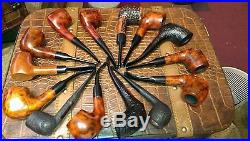 13 Briar Smoking Pipes, all New, Rusticated, Billiard, Sitter, Tobacco pipe NEW