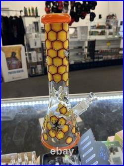 13 Heavy duty Glass Bong Bee Hive Water Pipe Tobacco Smoking Pipe 14MM Bowl