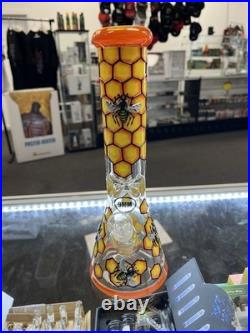 13 Heavy duty Glass Bong Bee Hive Water Pipe Tobacco Smoking Pipe 14MM Bowl