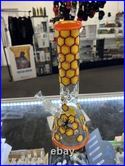 13 Heavy duty Glass Bong Bee Hive Water Pipe Tobacco Smoking Pipe 14MM Bowl