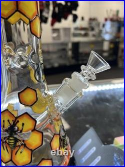 13 Heavy duty Glass Bong Bee Hive Water Pipe Tobacco Smoking Pipe 14MM Bowl