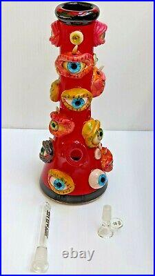 13 glass bong Water Pipe Hookah 3D Design PAINTED EYES Art thick tobacco pipe