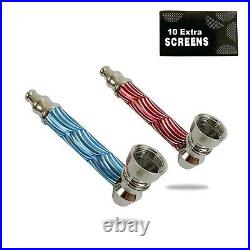 150 PACK METAL Smoking Pipes w Screens ASSORTED BLUE & RED COLORS