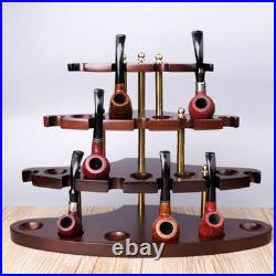 15-Position Black Walnut Wooden Tobacco Stand Desktop Smoking Pipe Display Rack