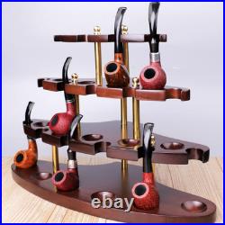 15-Position Black Walnut Wooden Tobacco Stand Desktop Smoking Pipe Display Rack