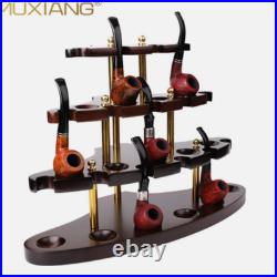 15-Position Black Walnut Wooden Tobacco Stand Desktop Smoking Pipe Display Rack