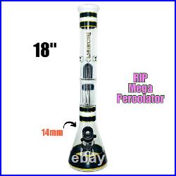 18 Phoenix Mega RIP Percolator Black Glass Bong Pipe Smoking Water Pipes 14mm
