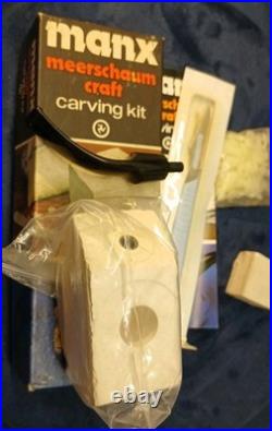 1970s MANX Turkish Block Meerschaum Tobacco Pipe Carving Kit Original & Complete