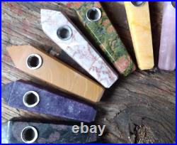 20 MIXED LOT Gemstone Pipes Quartz Handmade Smoking Crystal Pipe Bowl Gift (A2)