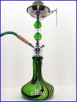 20 Stylish Swirl Tall Dye Green Hookah Glass Smoking Pipe 1 Hose 1006