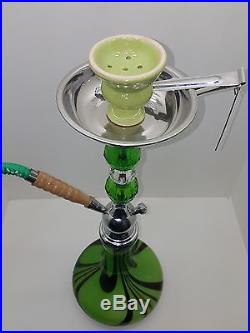 20 Stylish Swirl Tall Dye Green Hookah Glass Smoking Pipe 1 Hose 1006