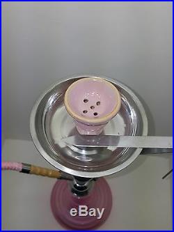 21 Stylish Spiral Tall Flower Pink Hookah Shisha Glass Smoking Pipe 1 Hose 044