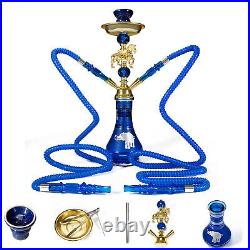 22'' Arabic Shisha Hookah Glass Bong Smoking Water Pipes 2 Hose Nargila Tobacco