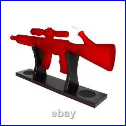 24 Red M4A1 Rifle Glass Bong Tobacco Smoking Water Pipe with Luxury Stand