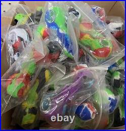 25 PC 4.3 SILICONE SMOKING PIPE With GLASS BOWL, STASH BOX AND TOOL, US SELLER