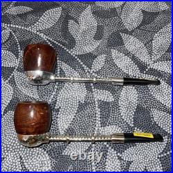 2 NOS Vintage Viking Twin Tube Import Briar Wood Tobacco Pipes Unsmoked Beauties