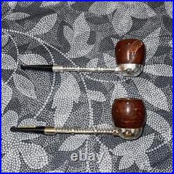 2 NOS Vintage Viking Twin Tube Import Briar Wood Tobacco Pipes Unsmoked Beauties