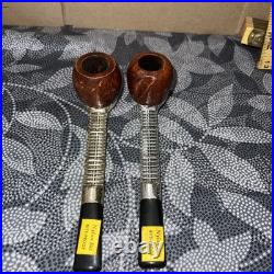 2 NOS Vintage Viking Twin Tube Import Briar Wood Tobacco Pipes Unsmoked Beauties
