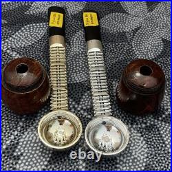 2 NOS Vintage Viking Twin Tube Import Briar Wood Tobacco Pipes Unsmoked Beauties