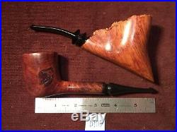 2 Qty Rare Vintage Handcrafted Briar Wood Tobacco Pipes by Donald E Mock (DM13)