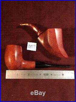2 Qty Rare Vintage Handcrafted Briar Wood Tobacco Pipes by Donald E Mock (DM7)