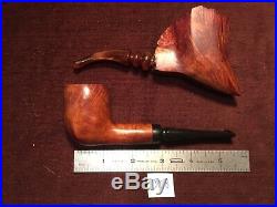 2 Qty Rare Vintage Handcrafted Briar Wood Tobacco Pipes by Donald E Mock (DM8)