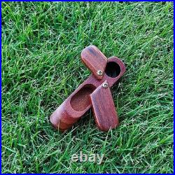2pcs Rotary Wooden Smoking Pipe Portable Wood Pipe with Tobacco Storage Box