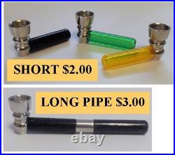 30 Metal Smoking Pipes6 each of 5 styles+20 caps + 50 screens-WHOLESALE LOT