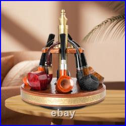 360° Rotatable Wooden Tobacco Pipe Stand Rack Holder Display For 8 Smoking Pipes