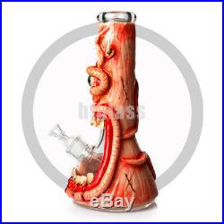 3D Handmade Heavy Glass Bong Glow in the Dark Smoking Pipe Beaker with ICE catcher