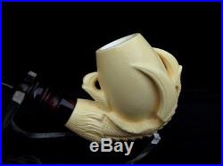 3/4 Bent Eagle Claw & Egg Block Meerschaum Pipe Yellow Meerco New Smoking 2066