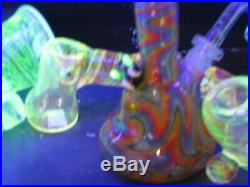 3.5UV Pulled Wig Wag Rig TOBACCO Smoking Glass Pipe Bowl Humboldt Pipes Heady