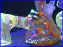 3.5UV Pulled Wig Wag Rig TOBACCO Smoking Glass Pipe Bowl Humboldt Pipes Heady