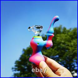 4.3 Silicone Water Pipe Smoking Hookah Shisha Bubbler Bong With Glass Bowl Gift