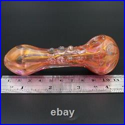 4.5 Glass Pipe Smoking Bowl Gold Pink Girly Tobacco Color Changing Fumed Pearly