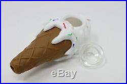 4.5 Ice Cream Cone Smoking Silicon Hand Smoking Pipe WithDetachable Glass Bowl