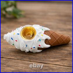 4.5 White Ice Cream Cone Tobacco Pipe with Detachable Glass Bowl