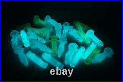 4 Assorted Glow in the Dark TOBACCO Glass Hand Pipes 25 Pcs Wholesale Bundle