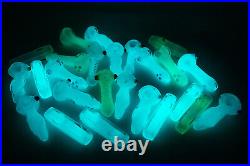 4 Assorted Glow in the Dark TOBACCO Glass Hand Pipes 25 Pcs Wholesale Bundle