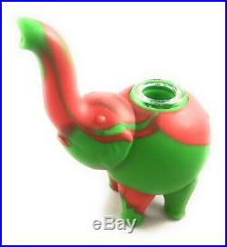 4 ELEPHANT SILICONE TOBACCO Herb Smoking Hand Pipe With Glass Bowl US Seller