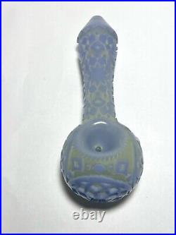 503 Liberty Glass Frit Over Uv Hand Carved Ceramic Tobacco Pipe